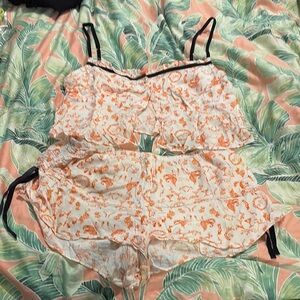Orange and White Floral Pajama Set